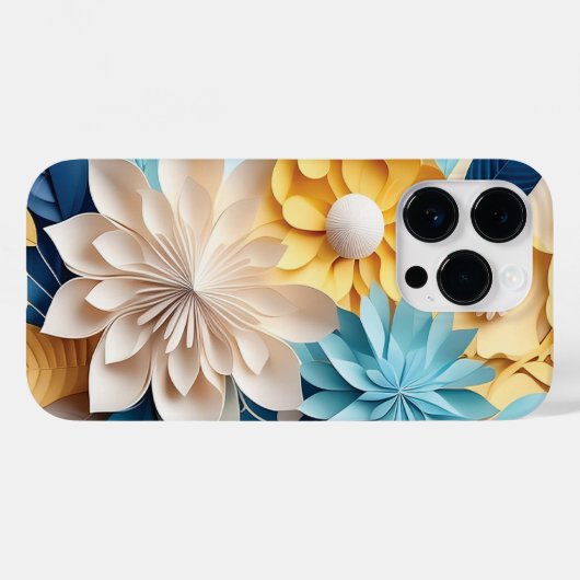 3D Blauer und Gelber Blumenfantasie Case-Mate iPhone Hülle (Rückseite (Horizontal))