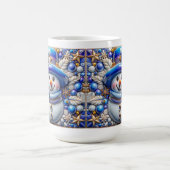 3D blauer Weihnachtsmann aus Schnee Kaffeetasse (Mittel)