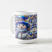 3D blauer Weihnachtsmann aus Schnee Kaffeetasse (Vorderseite Links)