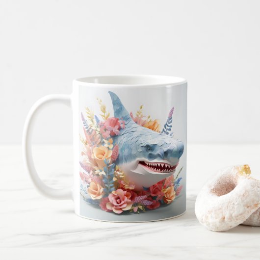 3D-Blick auf den Printhai Kaffeetasse (Mit Donut)