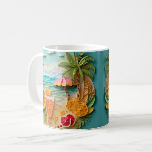 3D-Blick auf den tropischen Strand Kaffeetasse (Vorderseite Links)