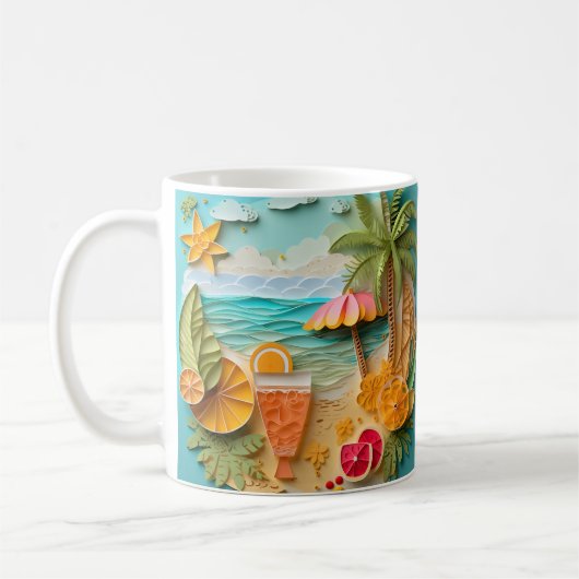 3D-Blick auf den tropischen Strand Kaffeetasse (Links)