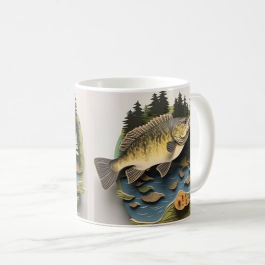 3D Blickdruck Fischerei Fischer Kaffeetasse (VorderseiteRechts)