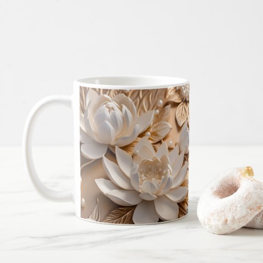 3D Blickdruck Tan Water Lilly Kaffeetasse (Mit Donut)