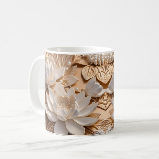 3D Blickdruck Tan Water Lilly Kaffeetasse (Vorderseite Links)