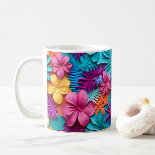 3D Blickende hawaiianische tropische Blume Kaffeetasse
