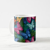 3D Blickende, leuchtend farbige Schmetterlinge Kaffeetasse (Vorderseite Links)
