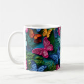 3D Blickende, leuchtend farbige Schmetterlinge Kaffeetasse (Links)