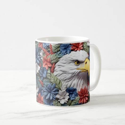 3D-Blickpunkt des gedruckten Patriotischen Adlers Kaffeetasse (VorderseiteRechts)