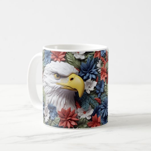 3D-Blickpunkt des gedruckten Patriotischen Adlers Kaffeetasse (Vorderseite Links)