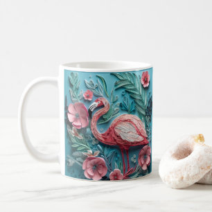 3D-Blickwinkel gedruckt tropischen rosa Flamingo Kaffeetasse
