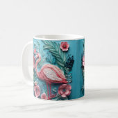 3D-Blickwinkel gedruckt tropischen rosa Flamingo Kaffeetasse (Vorderseite Links)