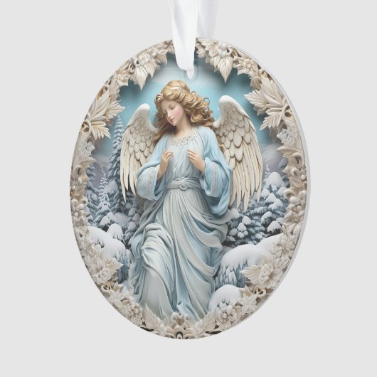 3d Blue Christmas Angel Ornament (Vorderseite)