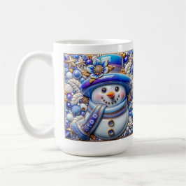 3D Blue Christmas Snowman  Kaffeetasse