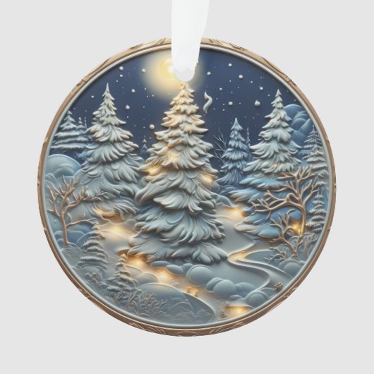 3d Blue Christmas Trees Ornament (Vorderseite)