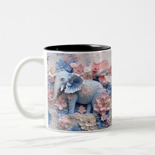 3D Blue Elephant Tasse mit Blume (Links)