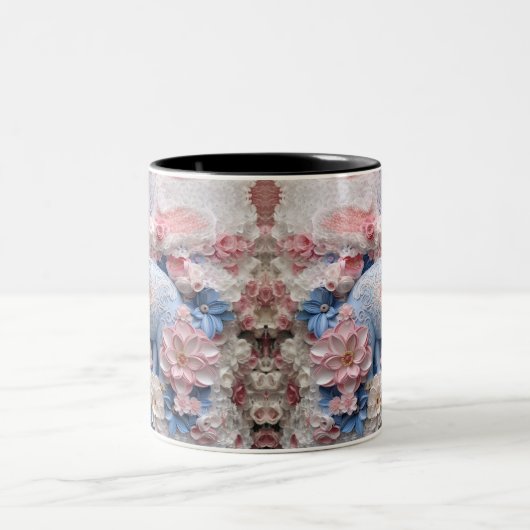 3D Blue Elephant Tasse mit Blume (Mittel)