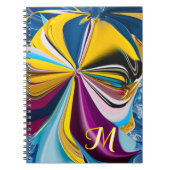 3D Blue Lila Gold Monogram Liquidiert Abstrakt Notizblock (Vorderseite)