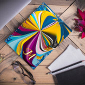 3D Blue Lila Gold Monogram Liquidiert Abstrakt Notizblock