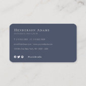 3D Blue White Watercolor Monogram Logo Visitenkarte (Rückseite)