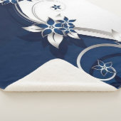 3D-Blume blau und weiß Sherpadecke (3/4)