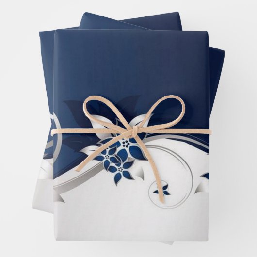 3D-Blume blau und weiß Tischlampe Getränkekitte Geschenkpapier Set (Beispiel)