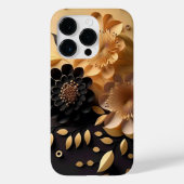 3D-Blume für Schwarz und Gold Case-Mate iPhone Hülle (Rückseite)
