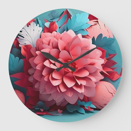 3D-Blume Große Wanduhr (Vorderseite)