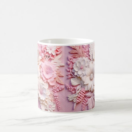 3D-Blume in rosa gedruckt Kaffeetasse (Mittel)