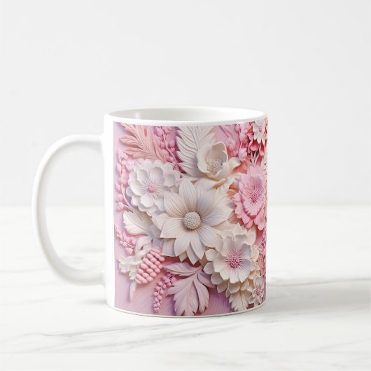 3D-Blume in rosa gedruckt Kaffeetasse (Links)