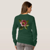 3D-Blume und Blätter Langschlauch T-Shirt (Schwarz voll)