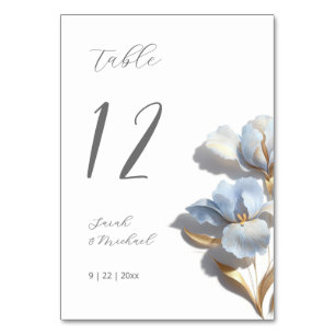 3D-Blumen-Hochzeit Blaue Lilie Tischnummer