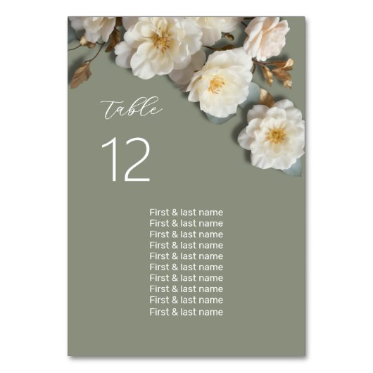 3D-Blumen-Hochzeit Sitzordnung Tischnummer (Vorderseite)