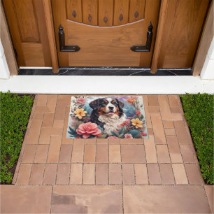 3D Blumenfantasy Bernese Mountain Dog Birds View Fußmatte