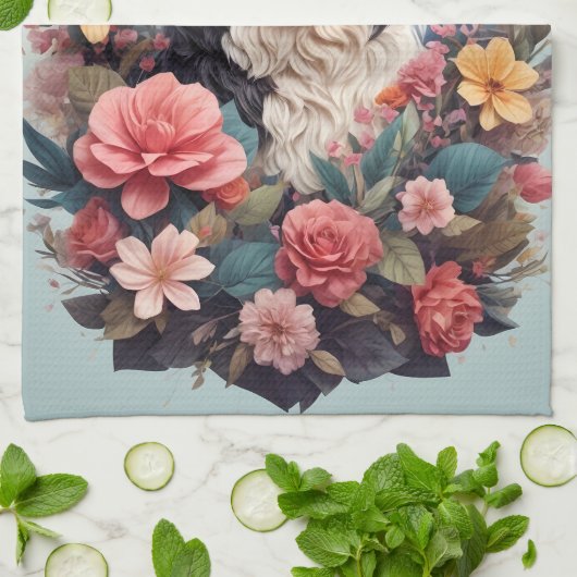 3D Blumenfantasy Bernese Mountain Dog Birds View Geschirrtuch (Gefaltet)