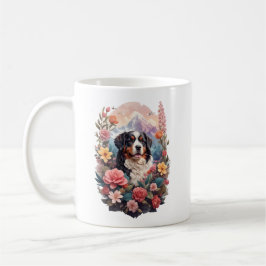 3D Blumenfantasy Bernese Mountain Dog Birds View Kaffeetasse