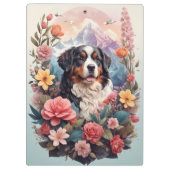 3D Blumenfantasy Bernese Mountain Dog Birds View Klemmbrett (Rückseite)