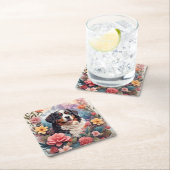 3D Blumenfantasy Bernese Mountain Dog Birds View Rechteckiger Pappuntersetzer (Vor Ort)