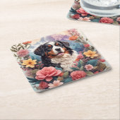 3D Blumenfantasy Bernese Mountain Dog Birds View Rechteckiger Pappuntersetzer (angewinkelt)