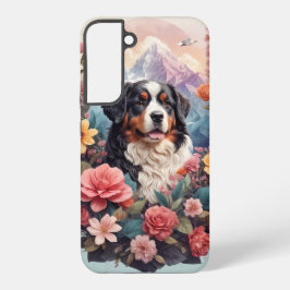 3D Blumenfantasy Bernese Mountain Dog Birds View Samsung Galaxy Hülle