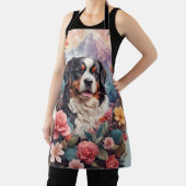 3D Blumenfantasy Bernese Mountain Dog Birds View Schürze (InSitu)