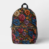 3D-Blumenmuster farbenfroh Bedruckter Rucksack (Vorderseite)