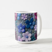 3D-Blumenmuster-Keramik-Kaffeetasse - Farbige Fl Kaffeetasse (VorderseiteRechts)