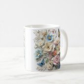 3d Blumenmuster mit lebhaften Schmetterlingen Kaffeetasse (VorderseiteRechts)