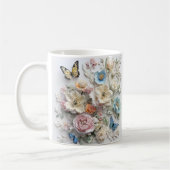 3d Blumenmuster mit lebhaften Schmetterlingen Kaffeetasse (Links)