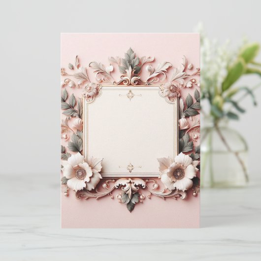 3d Blumenrahmen Einladung (Stehend Vorderseite)