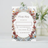 3D-Blumenrahmen Modern Weiß RSVP Karte (Stehend Vorderseite)