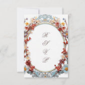 3D-Blumenrahmen Modern Weiß RSVP Karte (Rückseite)