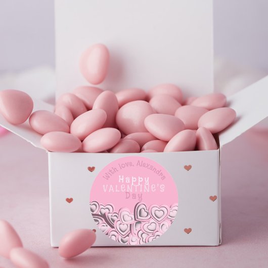 3D Blush Pink Herzlichen Glückwunsch Valentinstag Runder Aufkleber