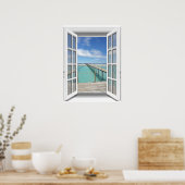 3D-Boardwalk Ocean View Fake Window Poster (Küche)